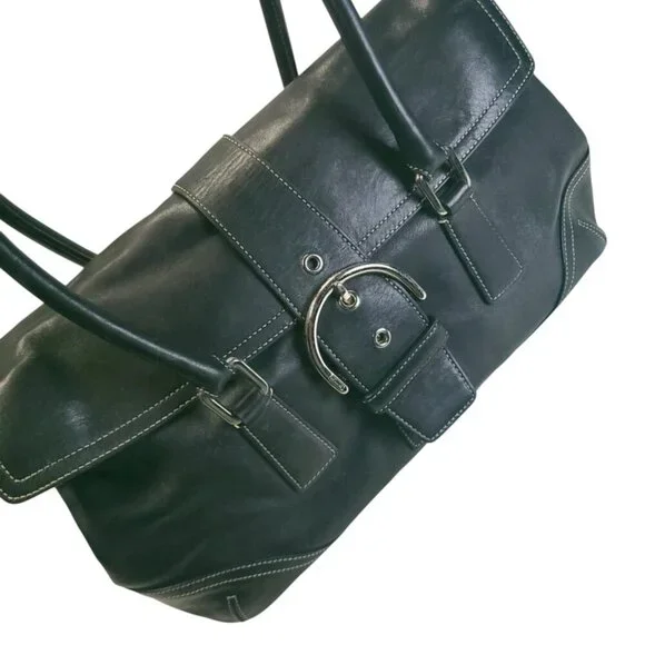 COACH Vintage Soho Flap Satchel in black Y2K - Picture 3 of 10